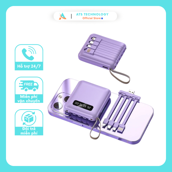 Sạc dự phòng dung lượng lớn di động kèm cáp sạc - Hình ảnh 4